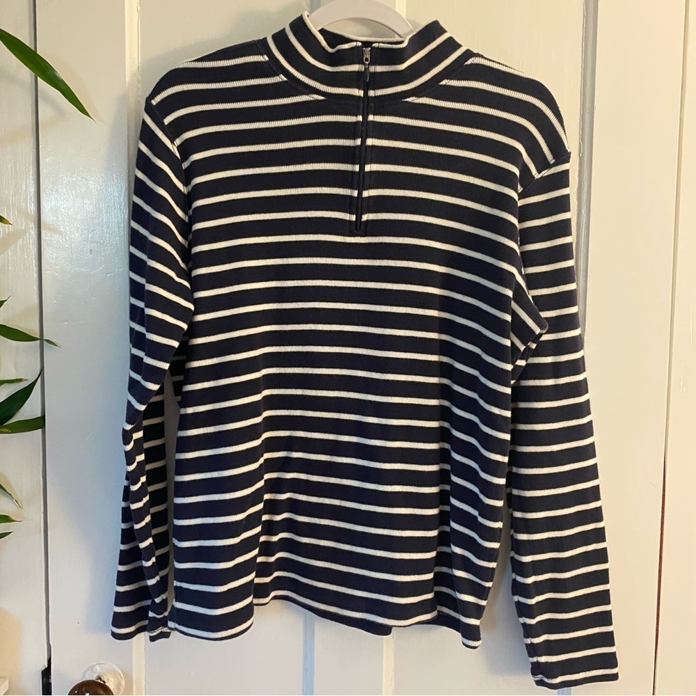 L.L. Bean‎ Striped Quarter Zip